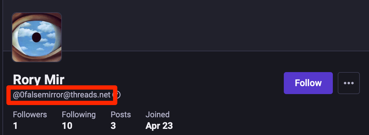 ejemplo de una publicación de threads vista desde mastodon